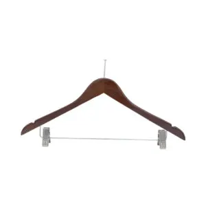 Ladies Walnut Hanger w/Ball Top and Clips (Box of 100)