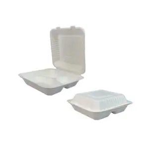 Bagasse Clamshell 9" x 9" 3-Compartment (Case of 200)